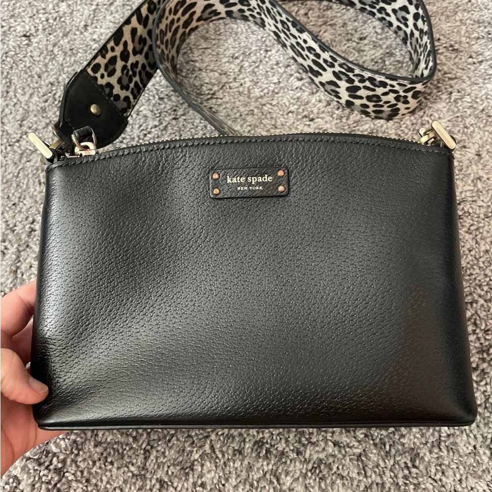 Kate Spade Black Crossbody Bag with Silver Accents